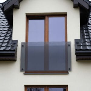 balkon francuski szklany natynkowy z rotulą na pręcie szkło grafitowe-2