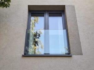 balkon francuski do ramy okiennej, antracyt ral 7016 szkło bezbarwne