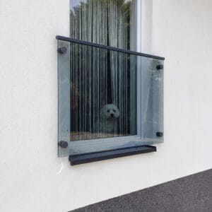 balkon francuski podtynkowy typu Tuba, szkło grafitowe, antracyt ral 7016