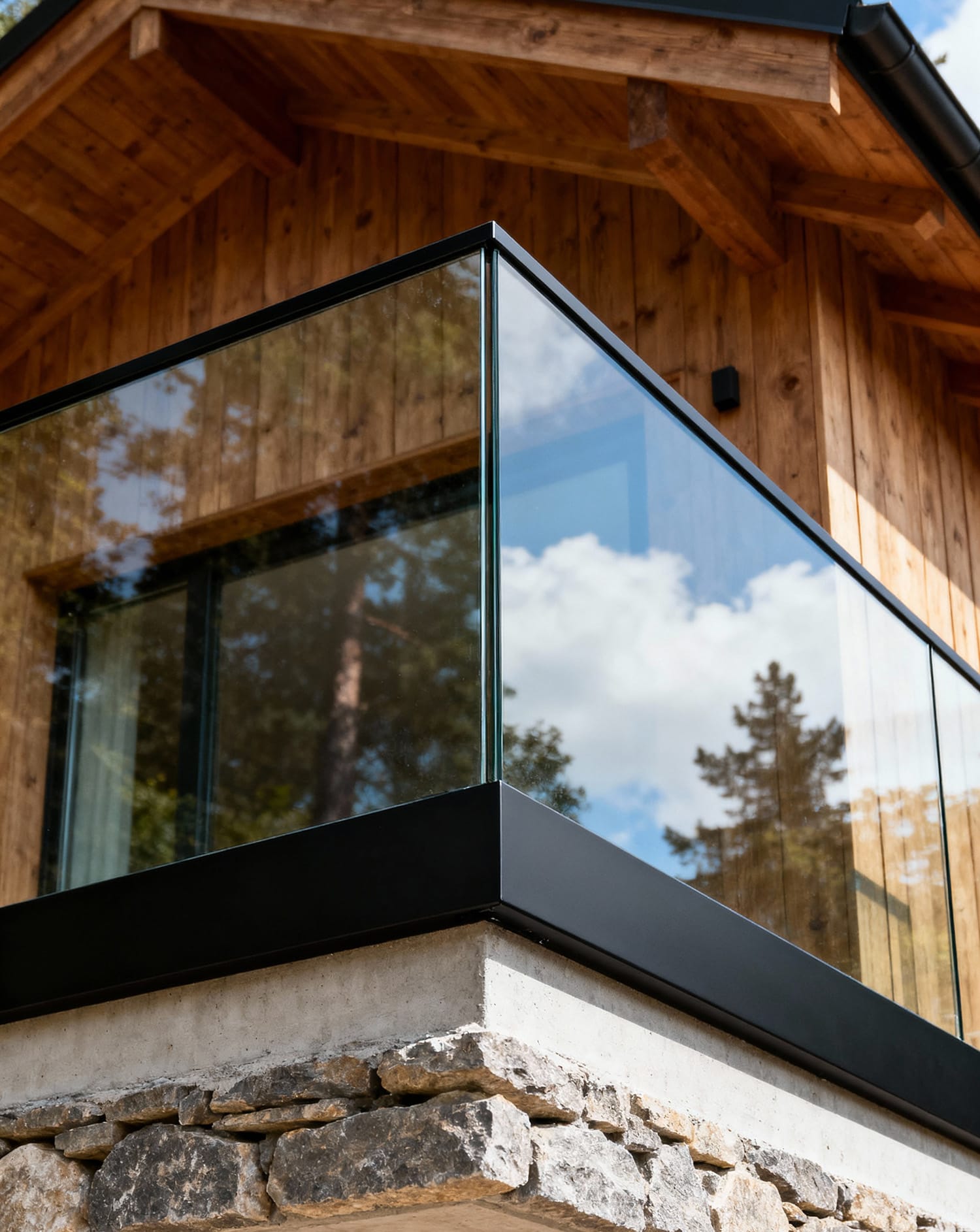 profil balustrady całoszklanej lakierowany czarny ral 9005